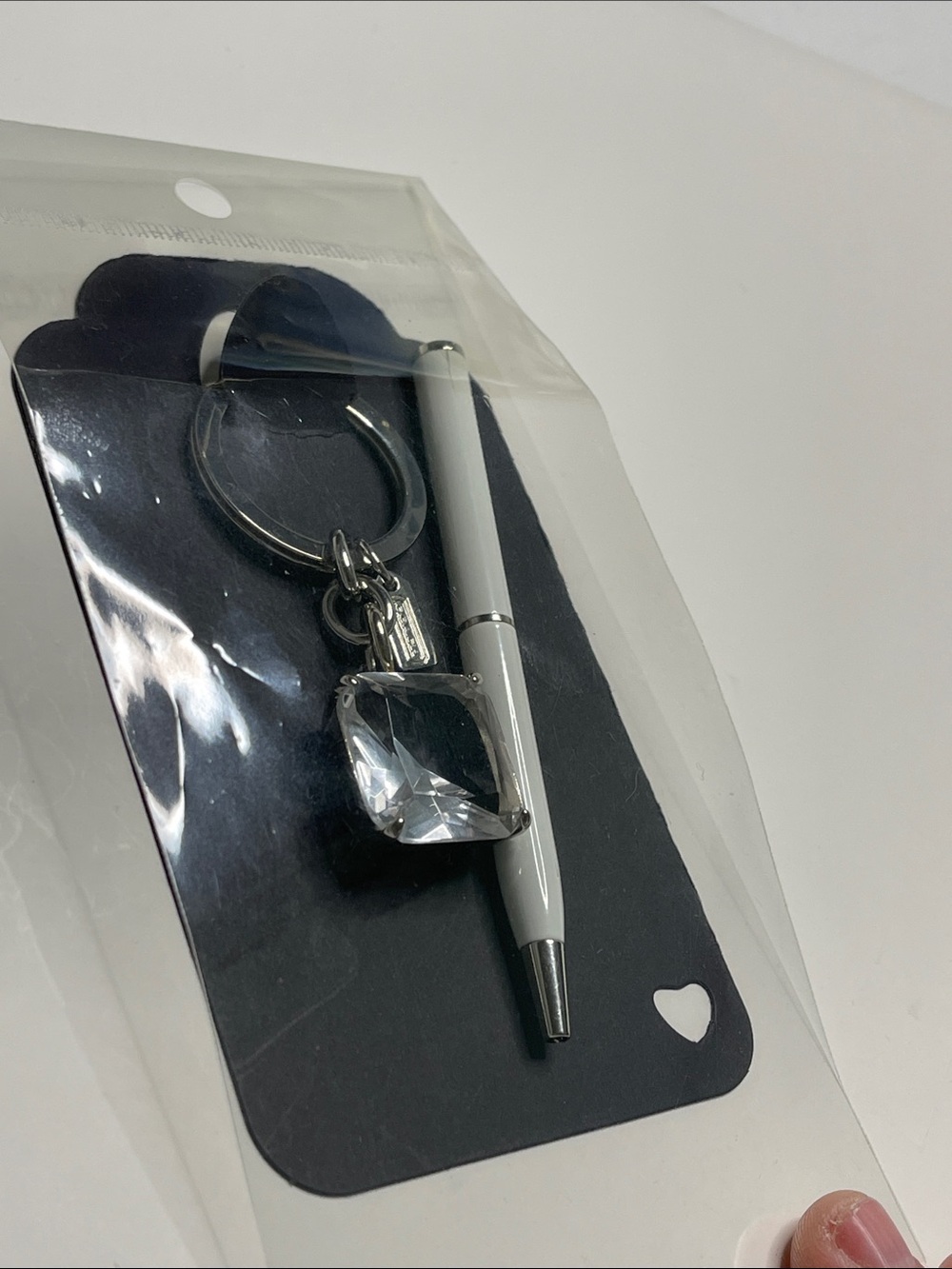 Coach Crystal Square Charm Keychain - Silver Hardware and Coach Pen - Picture 7 of 7